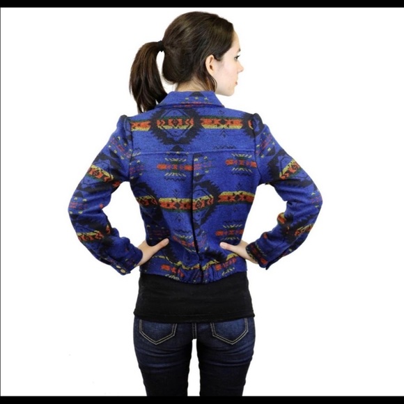 Blu Pepper | Aztec Pendleton inspired wool bomber jacket.  Women’s size L. - Picture 3 of 9
